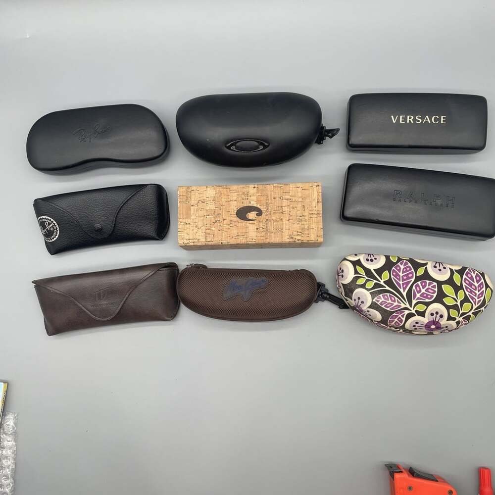 Mixed Lot of 9 Designer Hard/Soft Eyeglass Sunglasses Cases: Versace, Ray Ban,